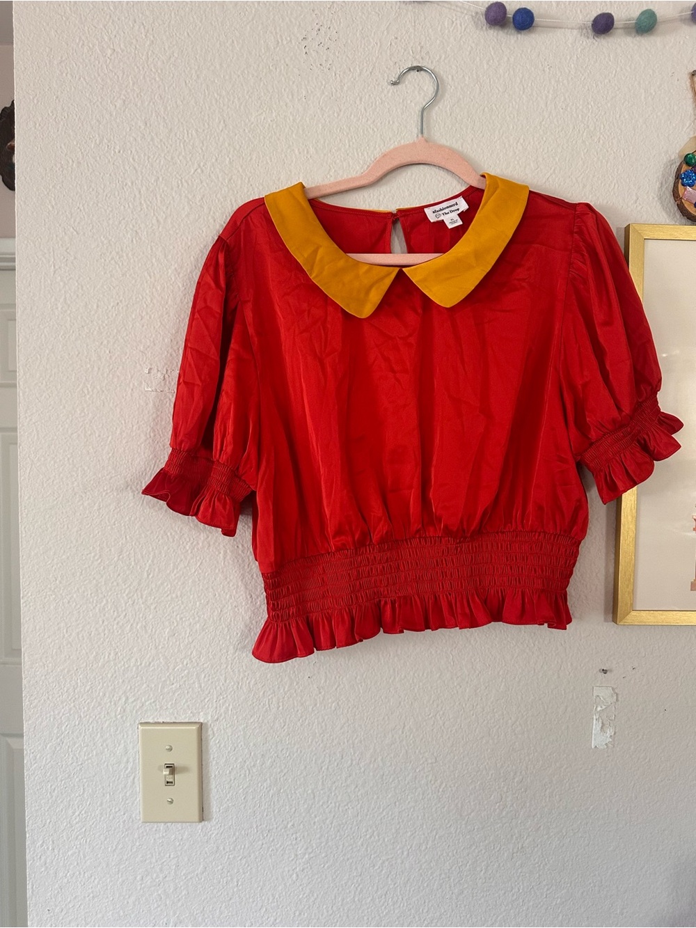A Fashion Nerd x The Drop XL Red and Mustard Peter Pan Collar Top